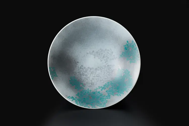 色絵薄墨墨はじき萩文鉢