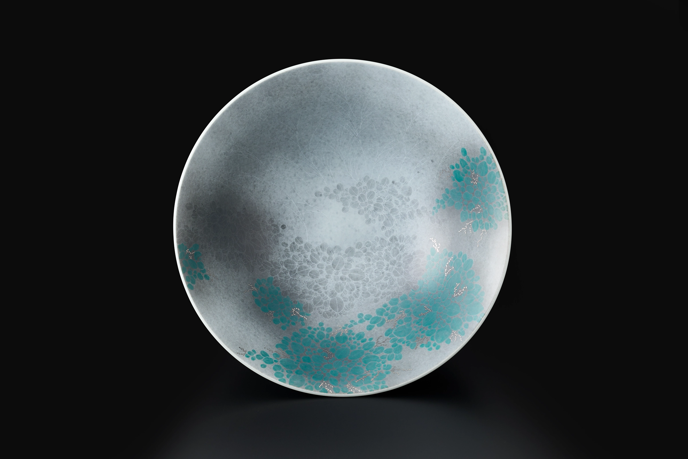 色絵薄墨墨はじき萩文鉢