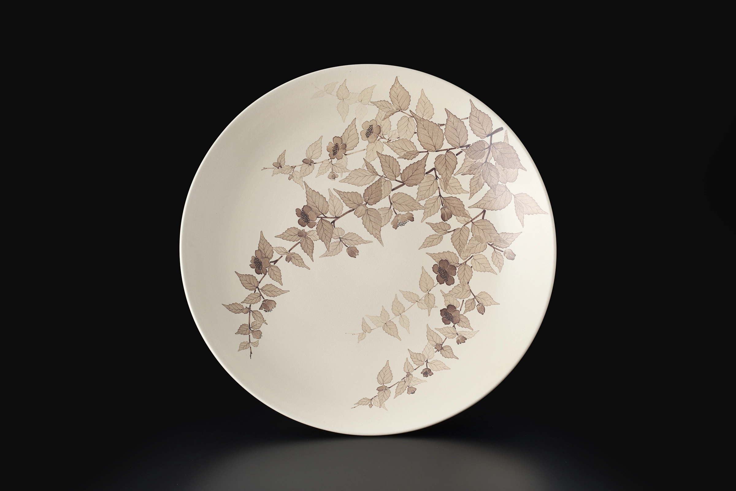 和紙染山吹文絵皿