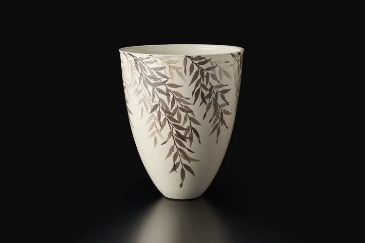 和紙染柳文花器