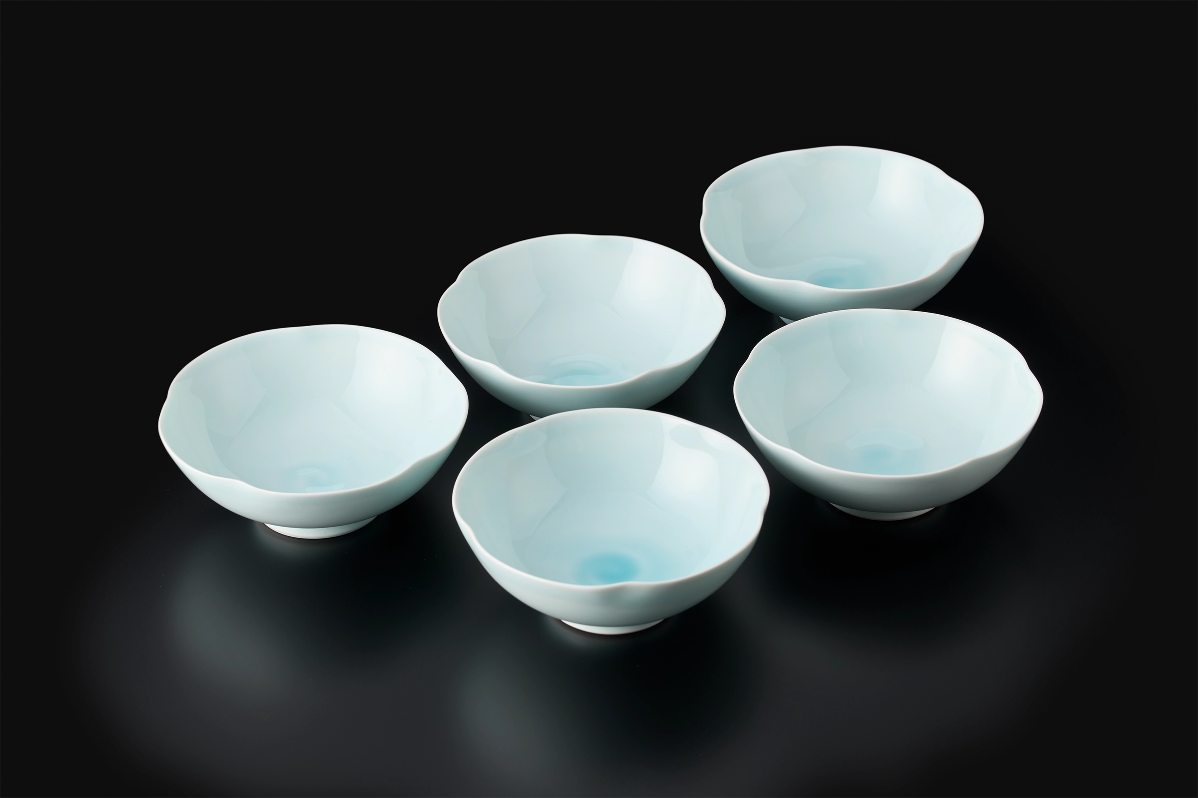 青磁花形小鉢 5客揃い